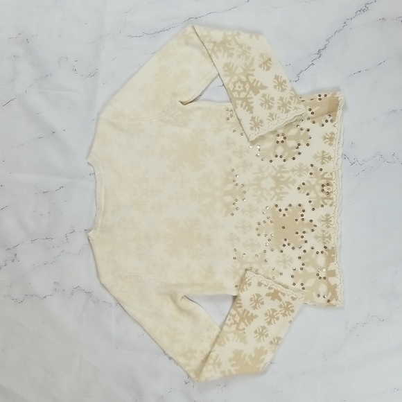 Liz Claiborne Cream Sequin Snowflake Sweater - Picture 4 of 4